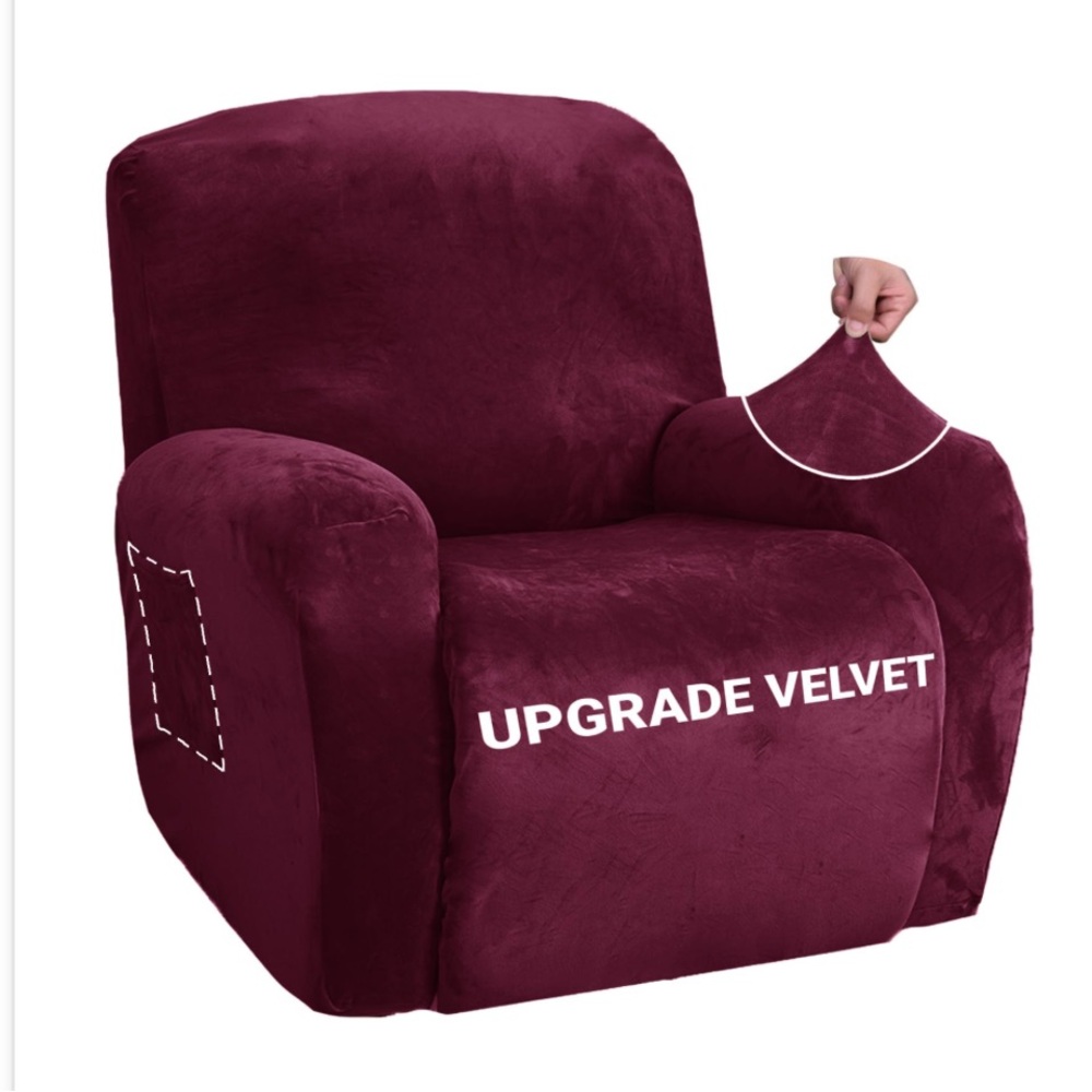 Burgundy Velvet Recliner Furniture Cover